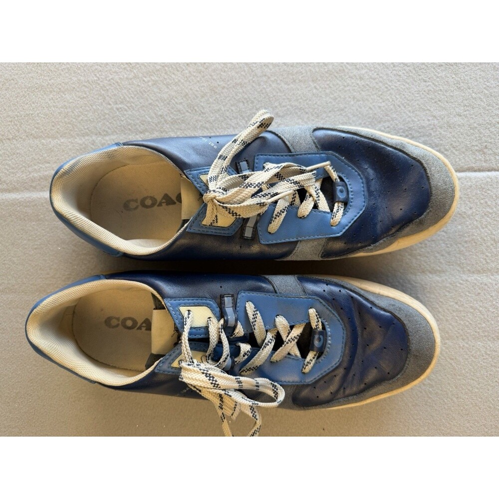 Coach Men’s Blue/Gray Low Top Lace Up Sneakers Casual Athletic Logo